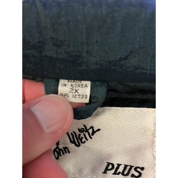 Vintage John Weitz Jacket Womens 2X Blue Embellished Crinkle Bomber Zip 80s 90s - Picture 8 of 10